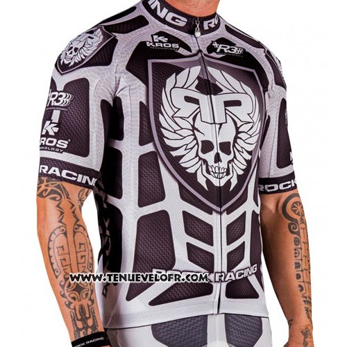 2016 Maillot Ciclismo Rock Racing Argent et Marron Manches Courtes et Cuissard